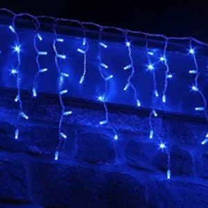 LED Snowing Icicle Indoor & Outdoor Christmas Fairy Lights with White Cable (480 Lights) - Blue Lights