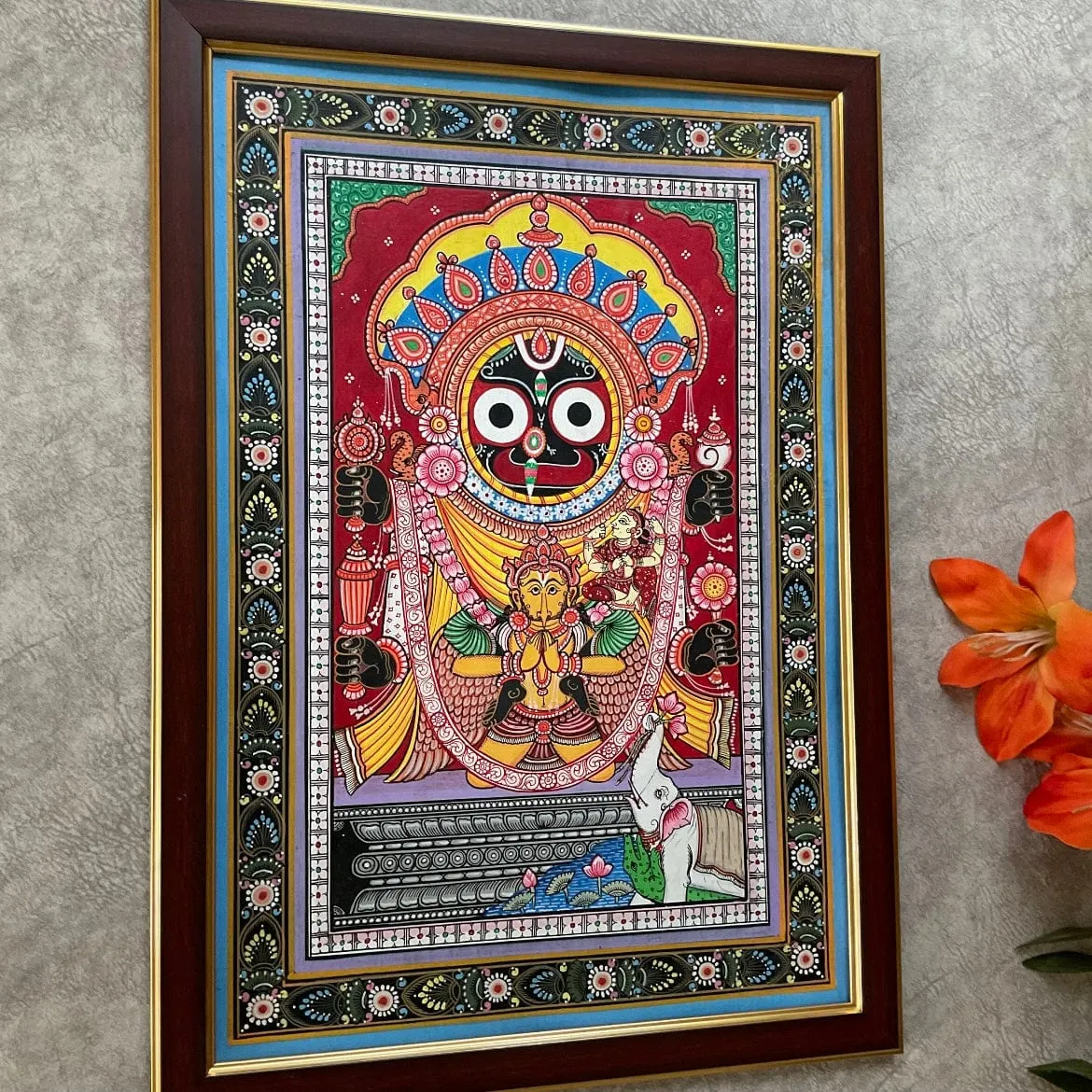 Lord Jagannathji With Garuda Pattachitra Painting - Handpainted Wall Decor