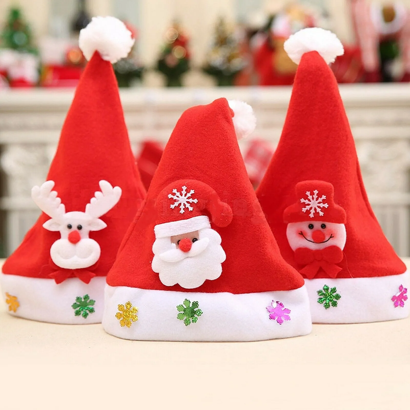 Merry Christmas Hat Light Up LED Cap Snowman ElK Santa Claus Hats For Kids Children Adult Xmas Gift Decoration