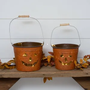 Metal Jack O' Lantern Buckets
