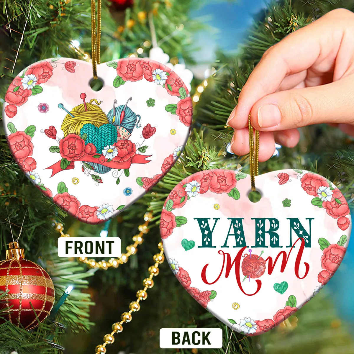 Mother Yarn Mom Heart Ornament - Christmas Ornament - Ciaocustom
