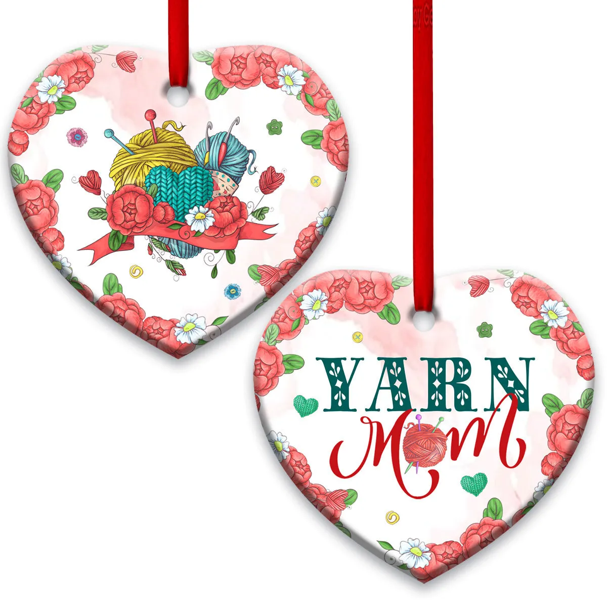 Mother Yarn Mom Heart Ornament - Christmas Ornament - Ciaocustom