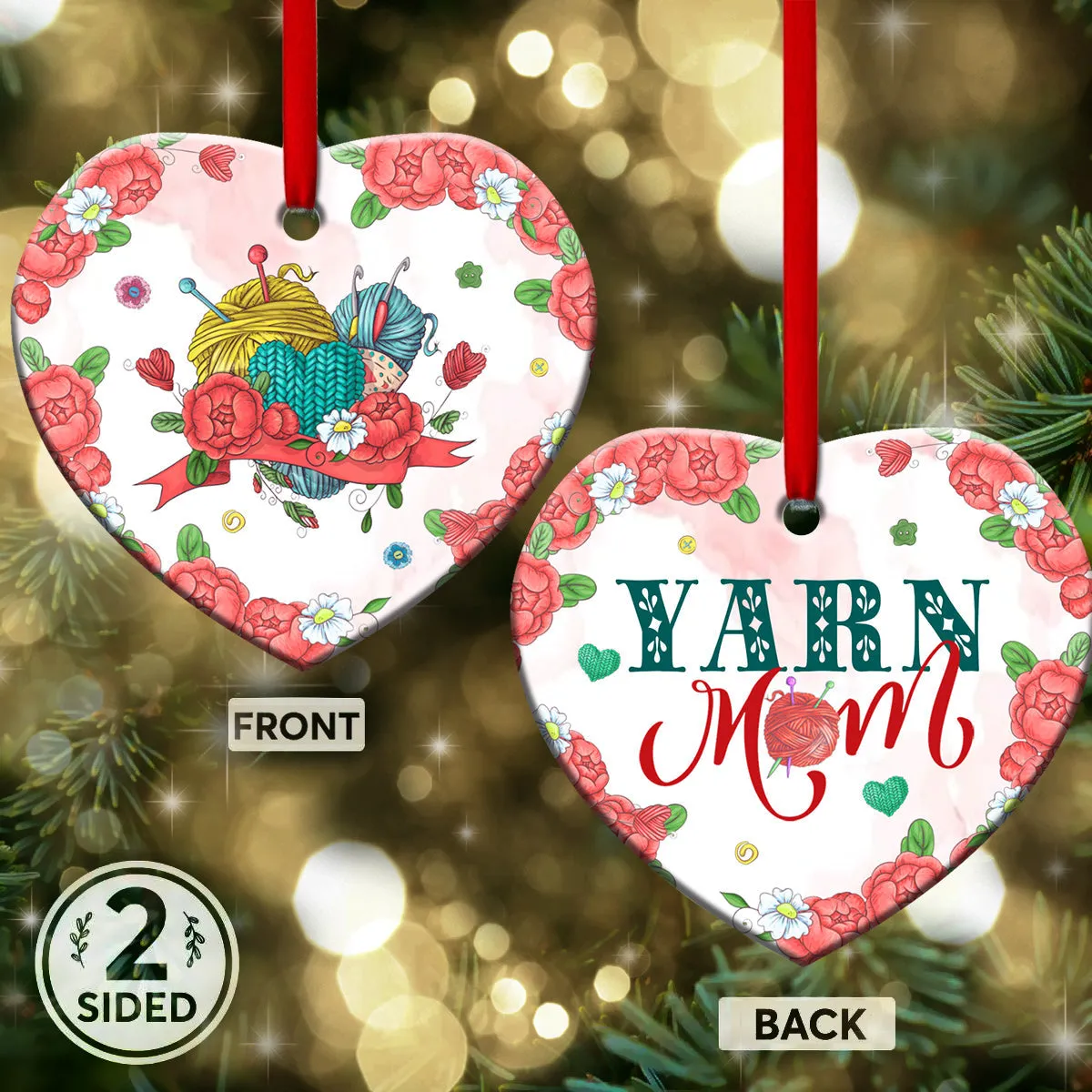 Mother Yarn Mom Heart Ornament - Christmas Ornament - Ciaocustom