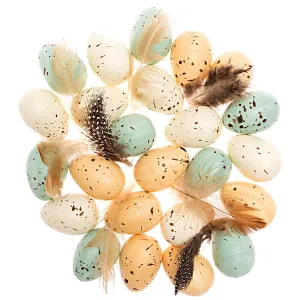 Pastel Speckled Eggs and Feathers (Pack of 24)
