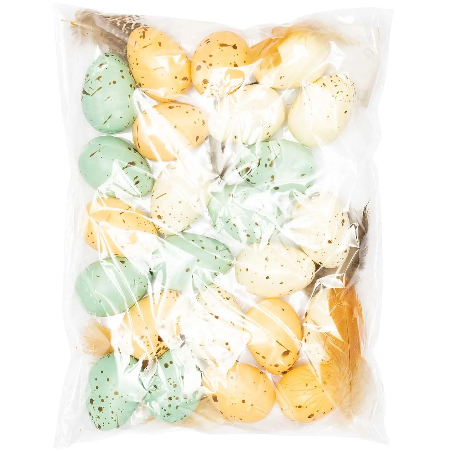 Pastel Speckled Eggs and Feathers (Pack of 24)