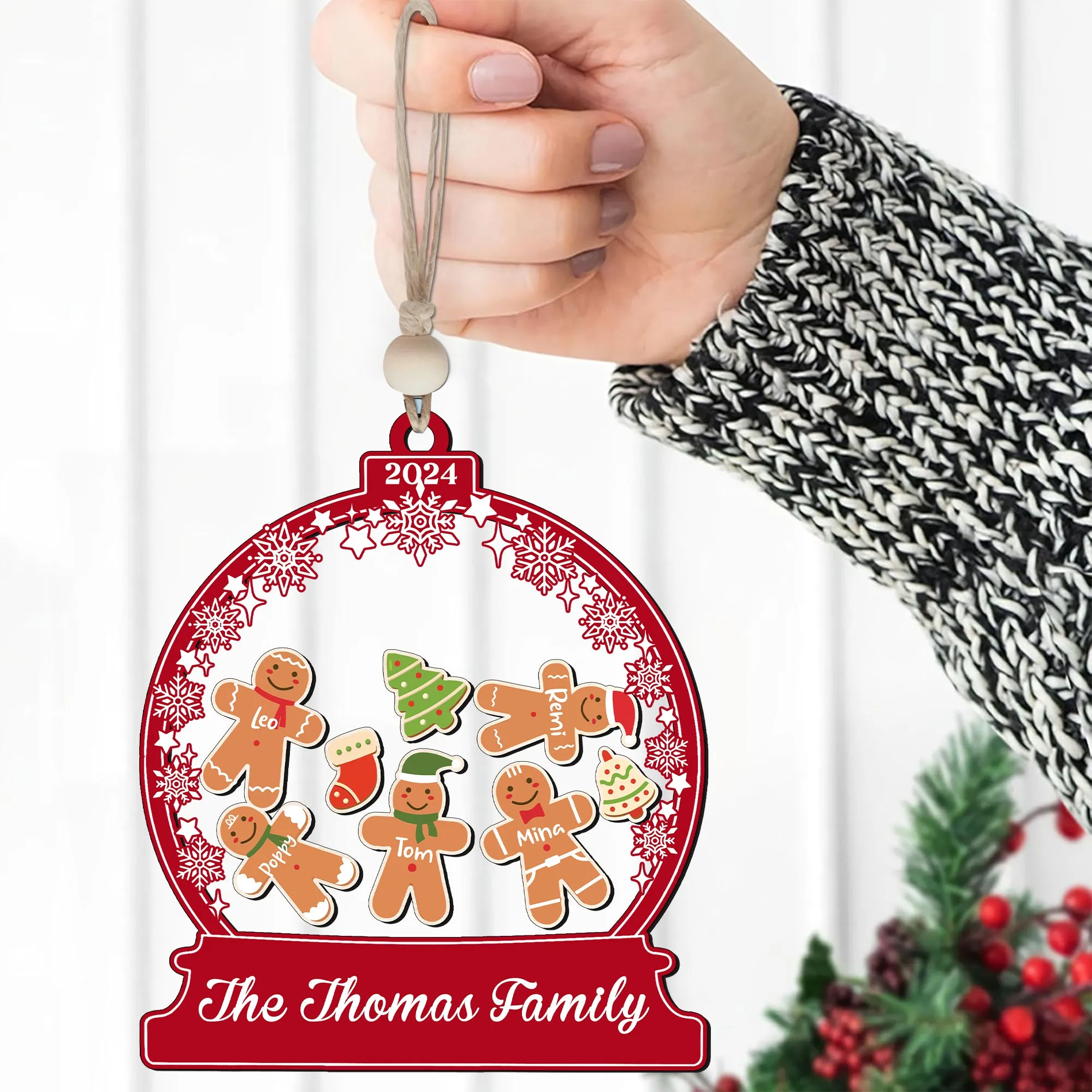 Personalized Gingerman Christmas Ornaments for Family Members, Family Christmas Ornaments CF199