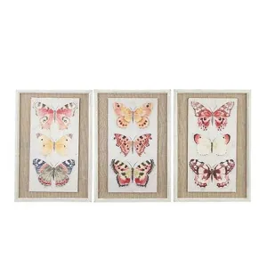 Raz Imports 18" Butterfly Textured Paper W/ Burlap Framed Print, 3 Asst