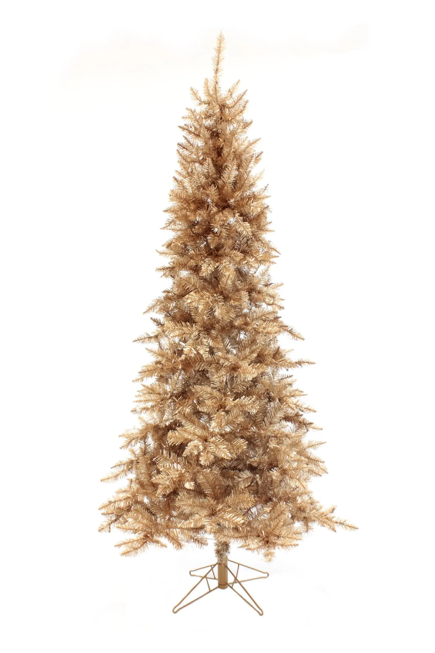 Rose Gold Slim Christmas Tree with Metal Stand