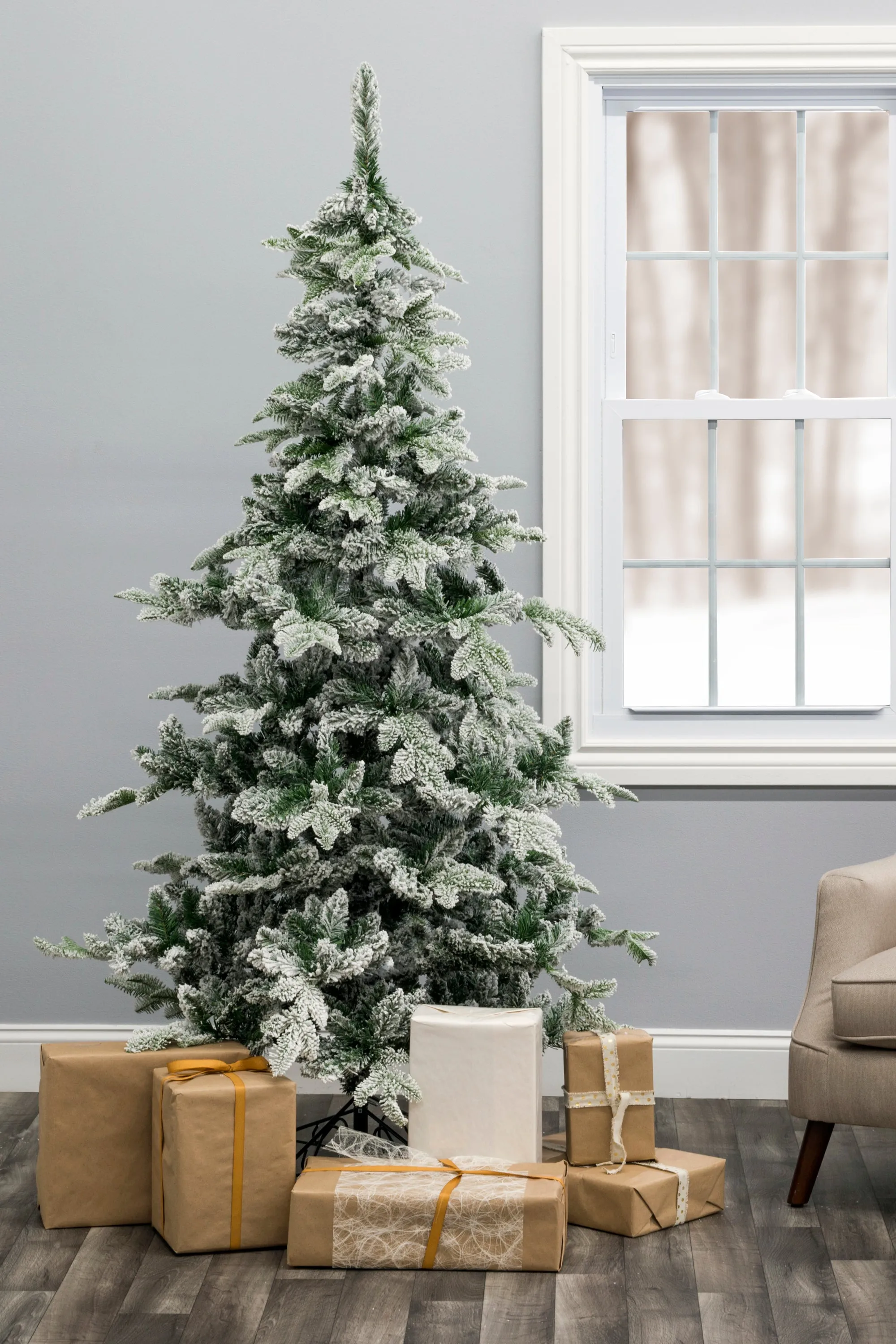 Snow Flocked Alpine Fir Christmas Tree