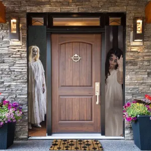 Spooky Door Banners | Chilling Realistic Creepy images for Halloween Season | Eerie Door decoration | White Witches