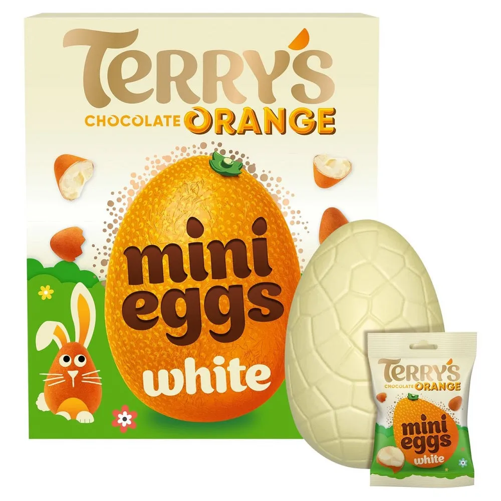 Terry's Chocolate Orange White Easter Egg & White Mini Eggs 200g - Easter Egg 2024- Chocolate Easter Eggs Gifts for Women,Men & Kids- Terrys Egg