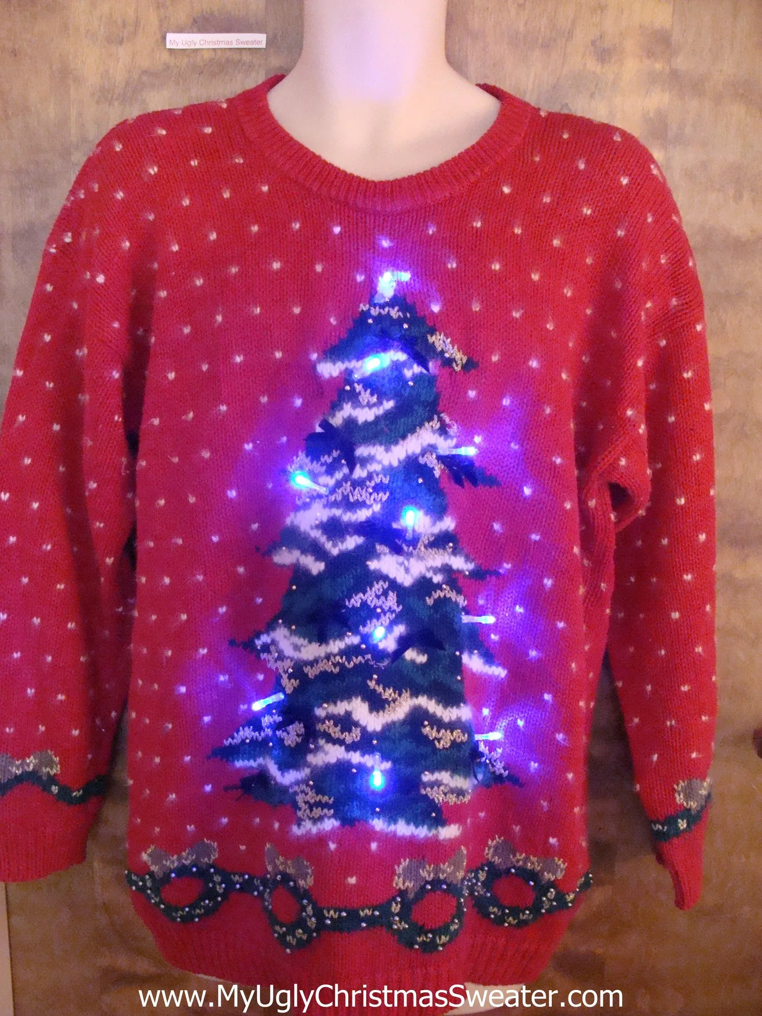 Two Sided Huge Tree Light Up Cheesy Christmas Sweater