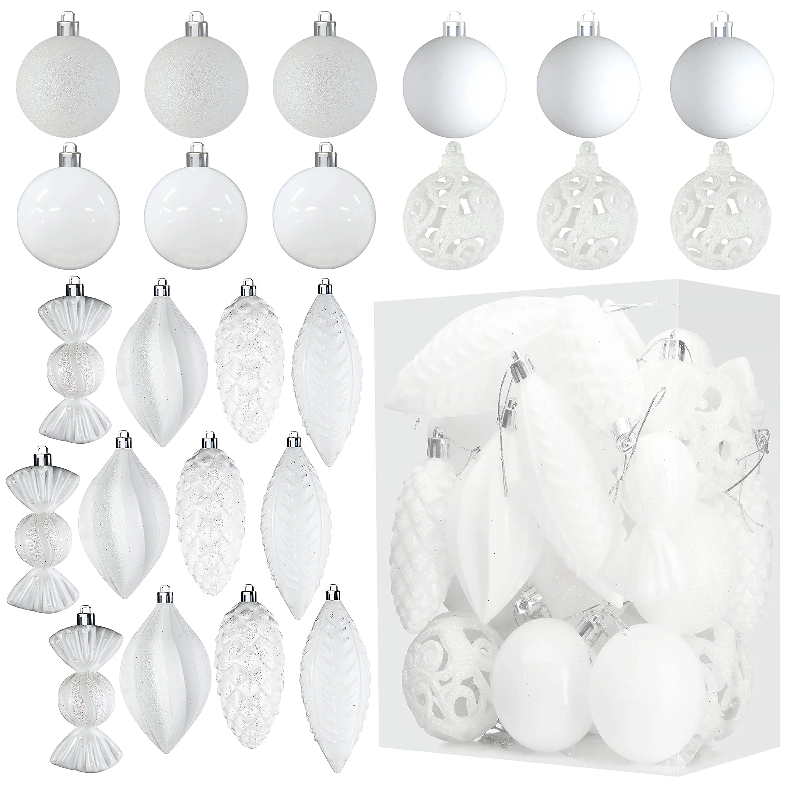 White Ornaments For Christmas Tree Decorations - Christmas Ball Ornaments - 24