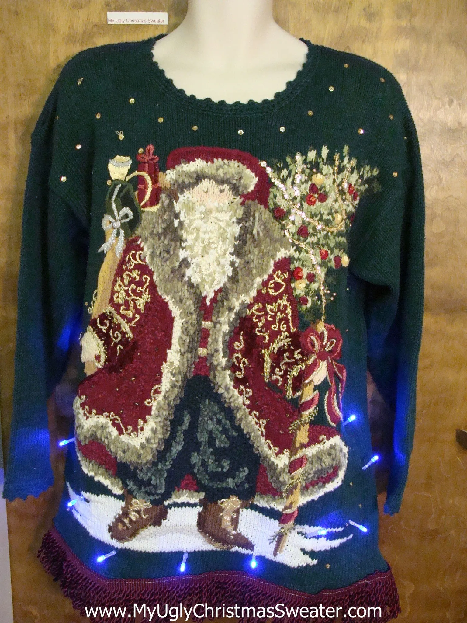 Wow! 80s Massive Santa Ugly Christmas Sweater with Lights